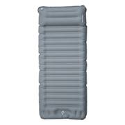 Dhubite Monte Bello inflatable mattress in Dark Grey, King Single size, viewed from above with the built-in pillow at the top