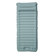 Dhubite Monte Bello inflatable mattress in Olive Green, King Single size, viewed from above with the built-in pillow at the top