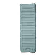 Dhubite Monte Bello inflatable mattress in Olive Green, Single size, viewed from above with the built-in pillow at the top